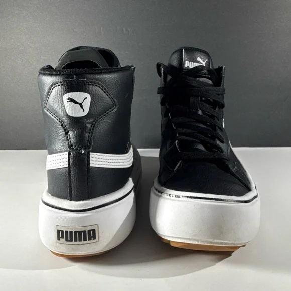PUMA Black and White High-Top Sneakers Women’s Size 7 Athletic Shoes - Picture 10 of 14